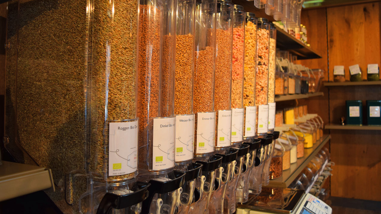 Schüttgutmodule / Verkaufsspender für Getreide und Müsli als module in der Ladeneinrichtung